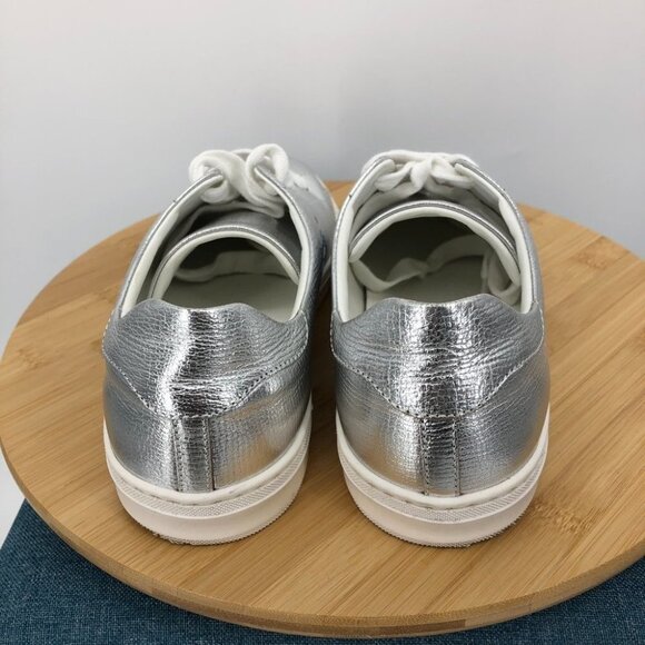 Anya Hindmarch Space Invaders Silver Metallic Leather tennis sneakers size 37 - Picture 8 of 16